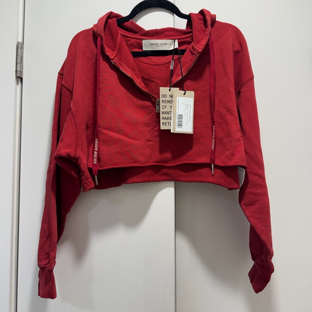 Golden Goose Red Cropped Hoodie Sweatshirt - NWT